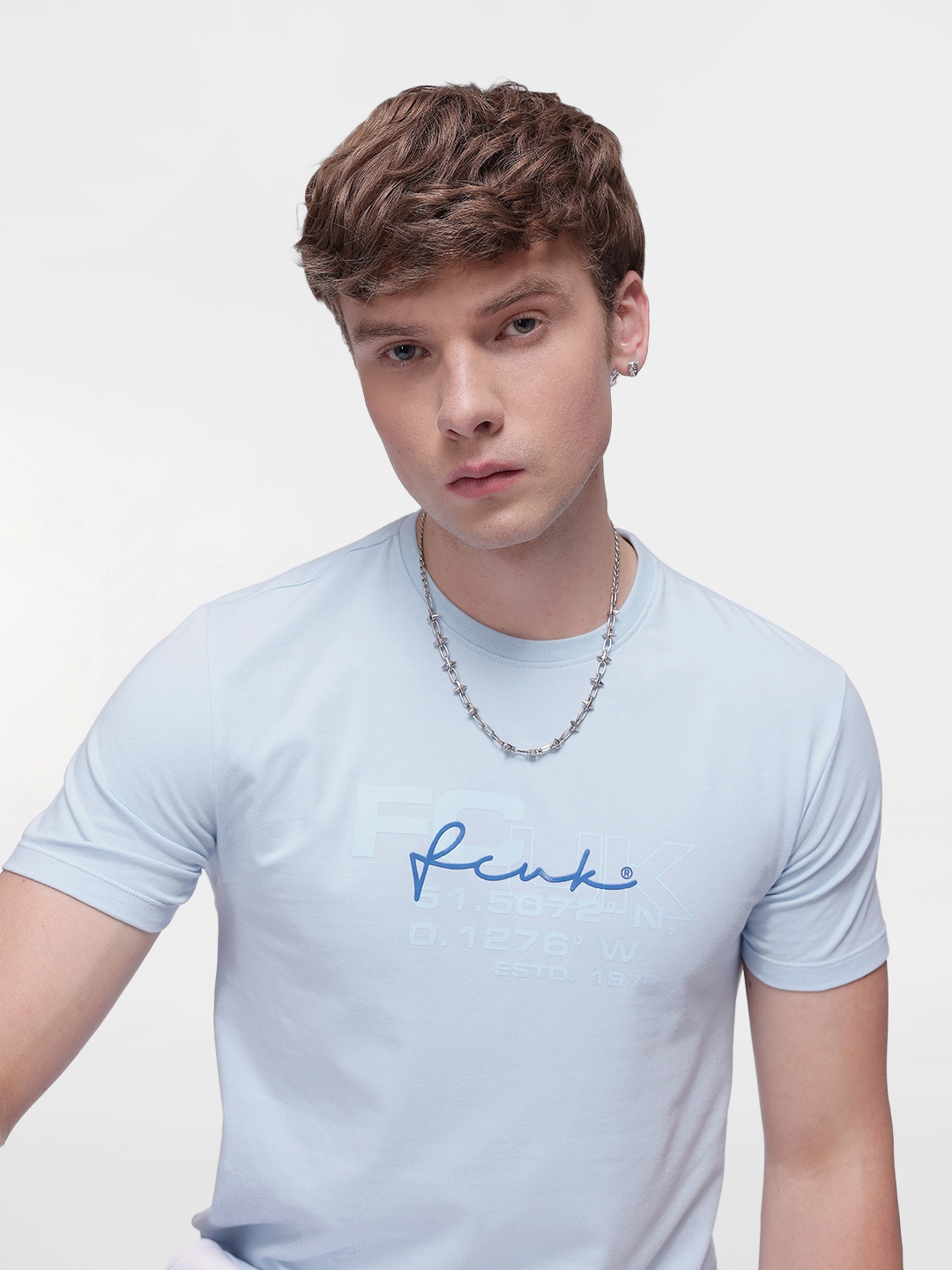 

FCUK Brand Logo Printed T-shirt, Blue