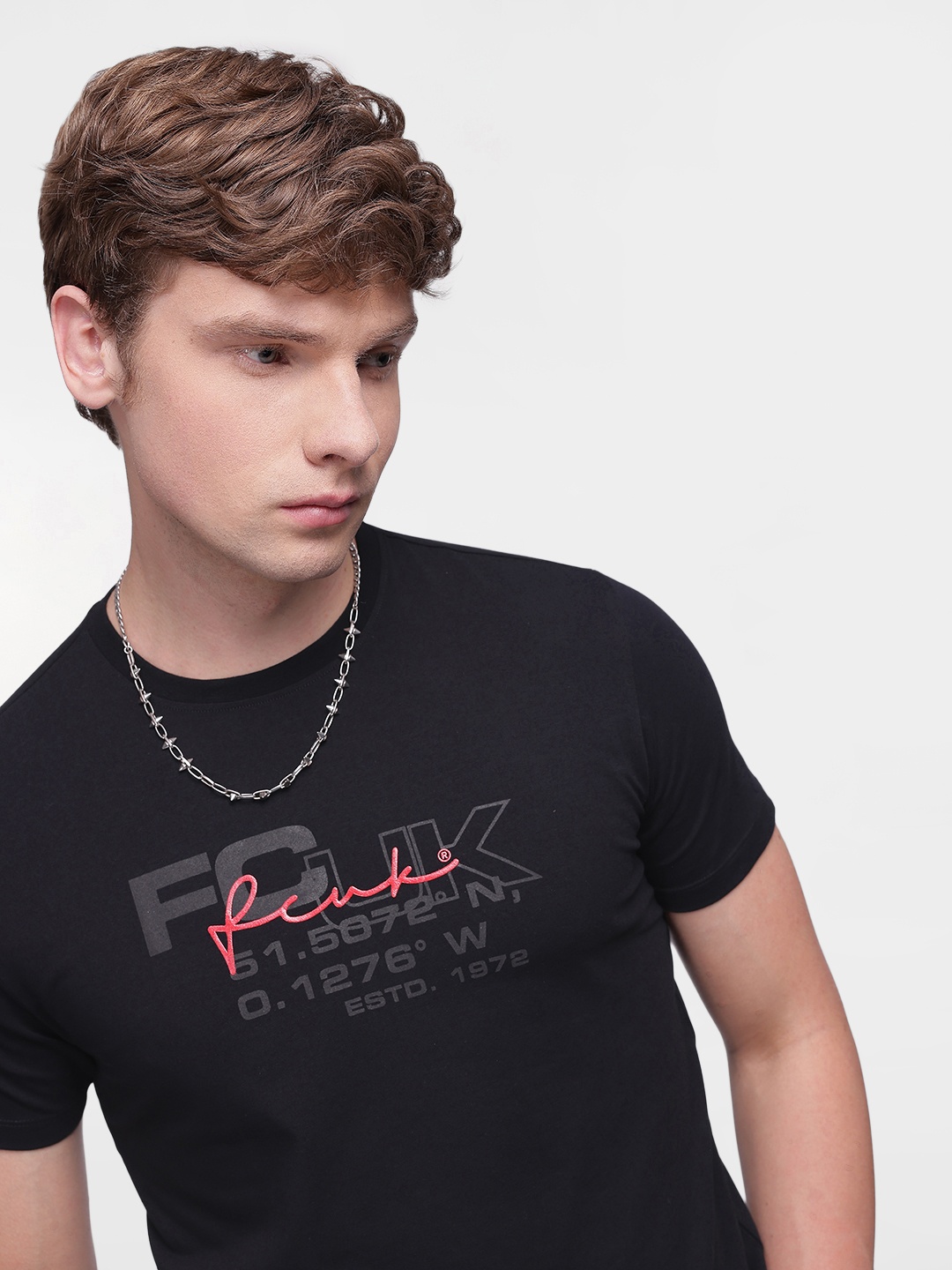 

FCUK Brand Logo Printed T-shirt, Black