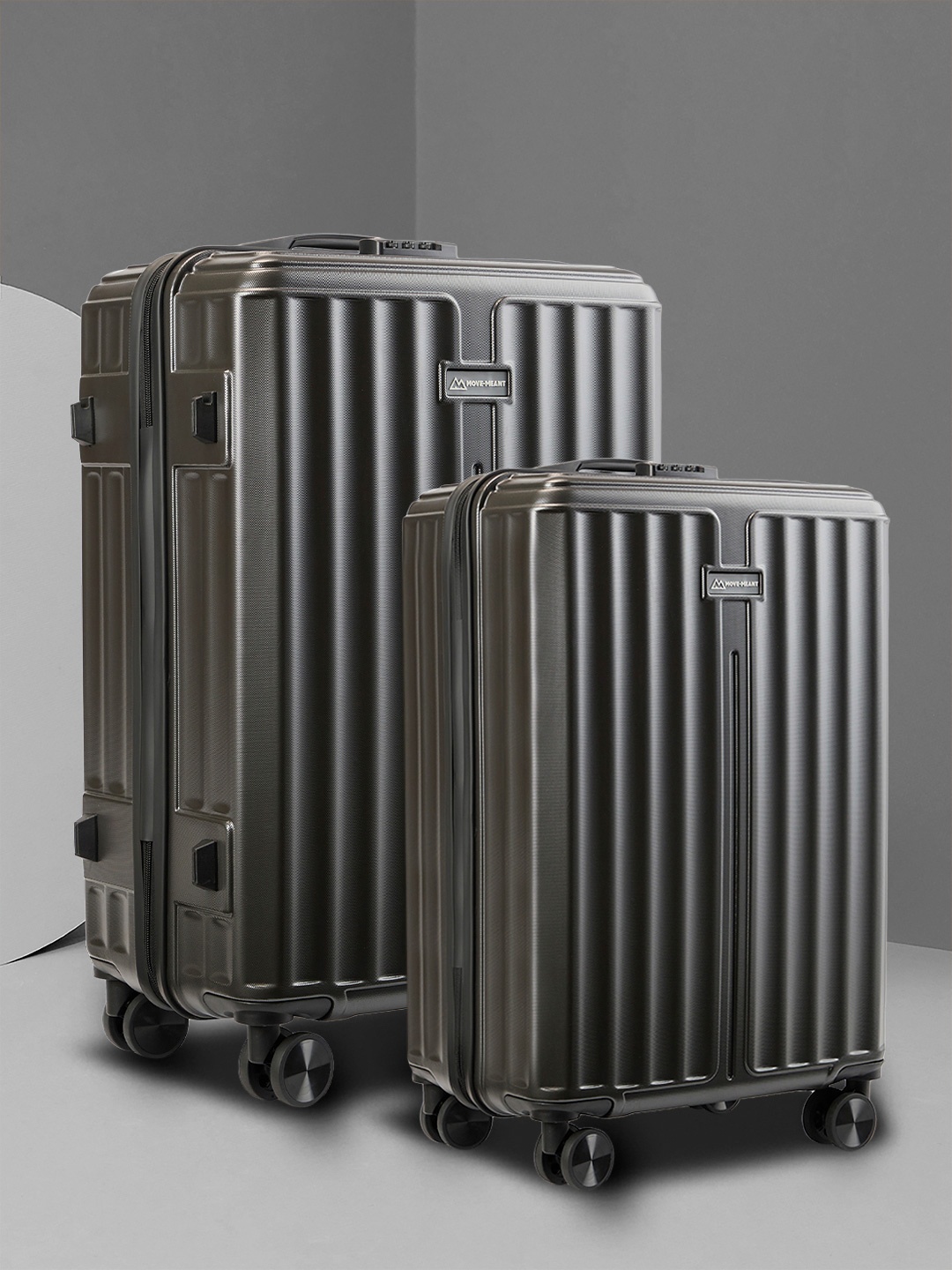 

MOVE-MEANT Set Of 2 Hard-Sided Small & Medium Trolley Bag, Grey