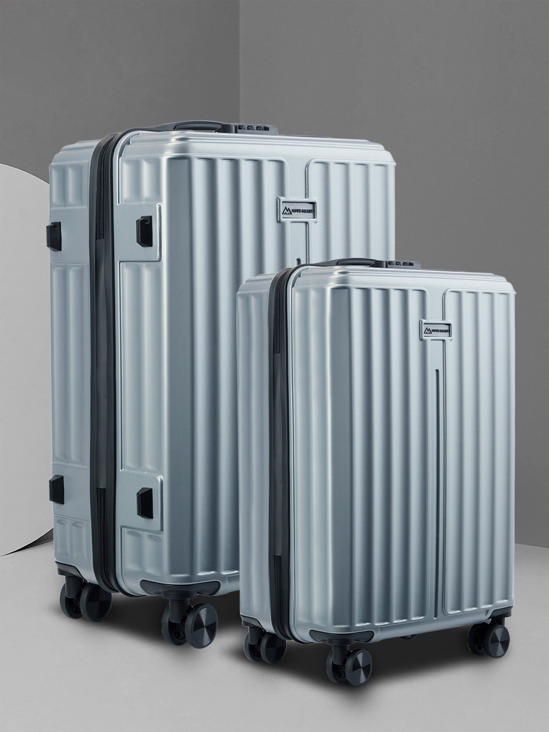 

MOVE-MEANT Unisex Set Of 2 Textured Hard-Sided Trolley Bag, Silver