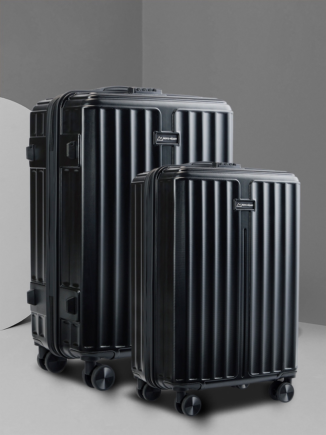 

MOVE-MEANT Roamify Polycarbonate 8 wheel Hard Small & Medium Trolley Suitcase, Black