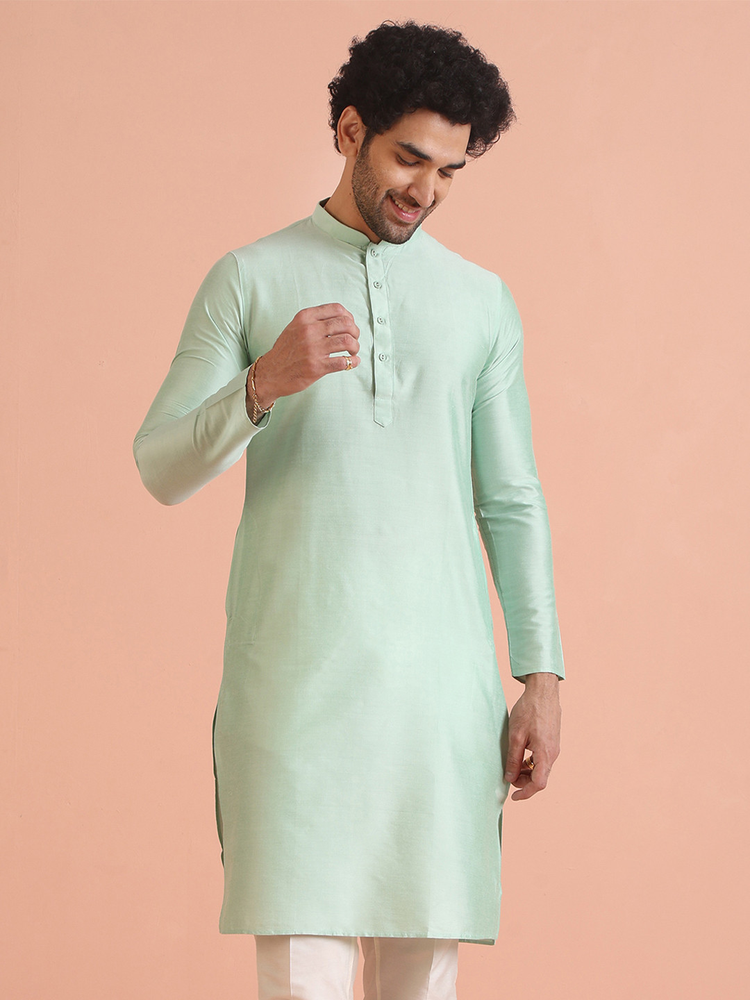 

KISAH Mandarin Collar Straight Kurta, Green