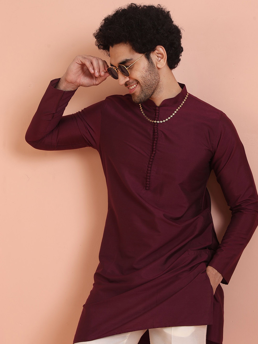 

Kisah Mandarin Collar Straight Kurta, Magenta