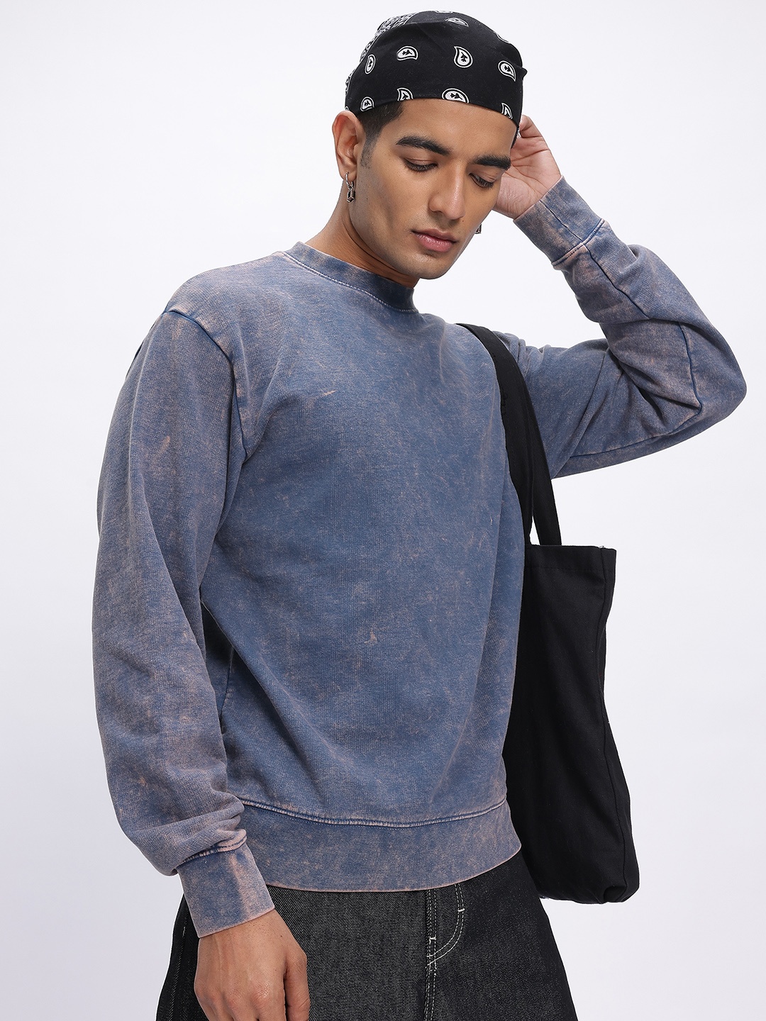 

glitchez Faded Feels Fleece Lined Oversized Sweatshirt, Blue