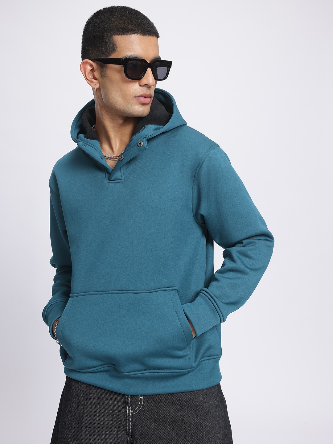 

glitchez Snuggle Fit Oversized Hooded Sweatshirt, Teal