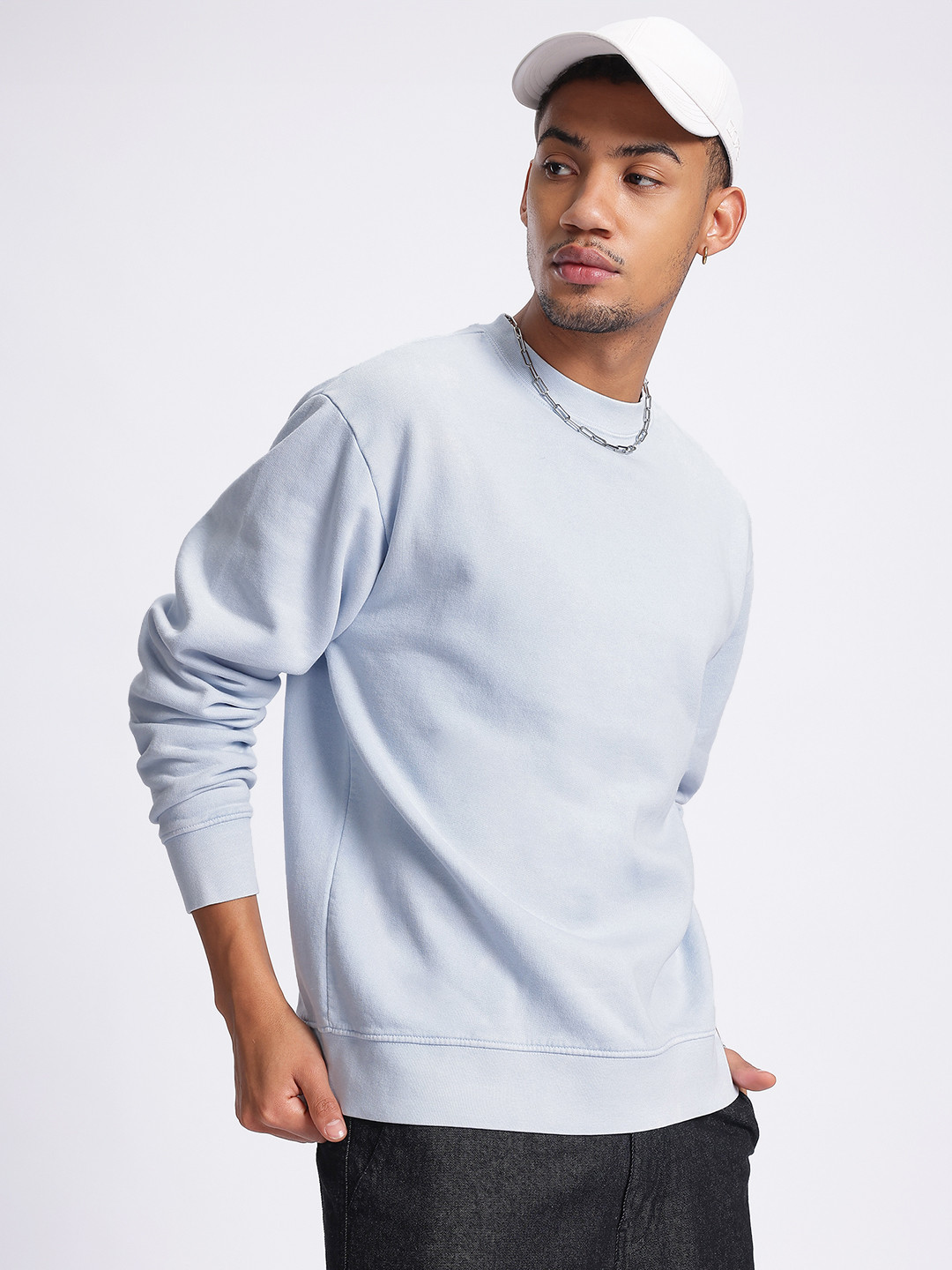 

glitchez Cozy Core Fleece Lined Oversized Sweatshirt, Blue