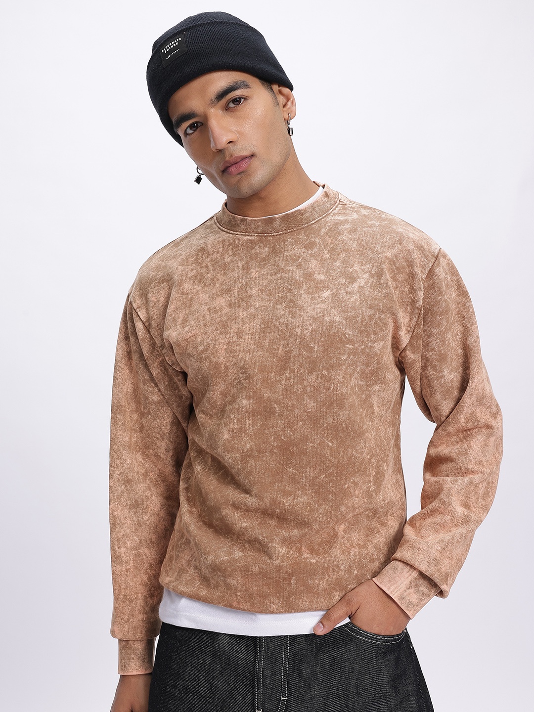 

glitchez Statement Fade Fleece Oversized Sweatshirt, Brown