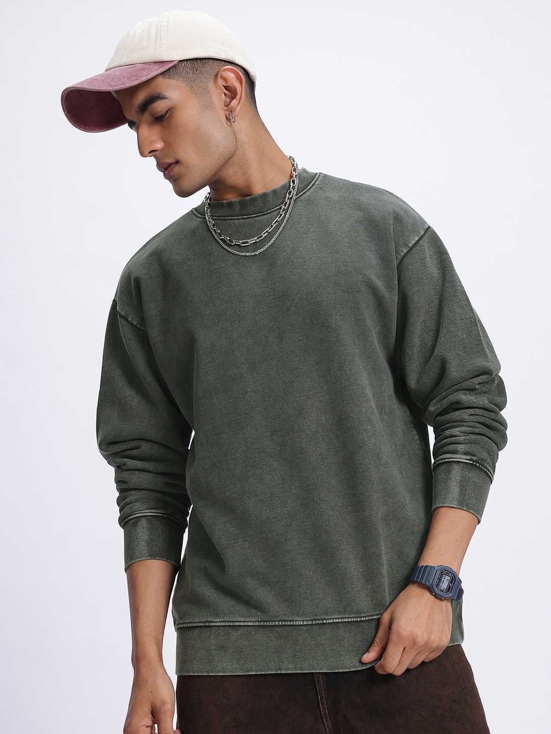 

glitchez Combat Cool Washed Effect Sweatshirt, Olive