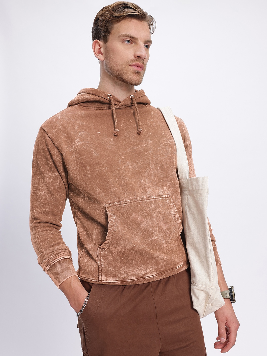 

glitchez Functional Fashion Dyed Hooded Sweatshirt, Rust