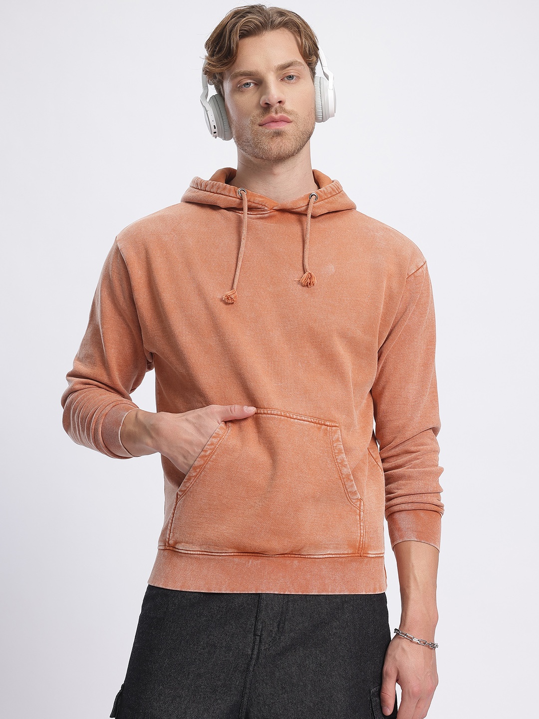 

glitchez Lush basics Hooded Oversized Sweatshirt, Rust