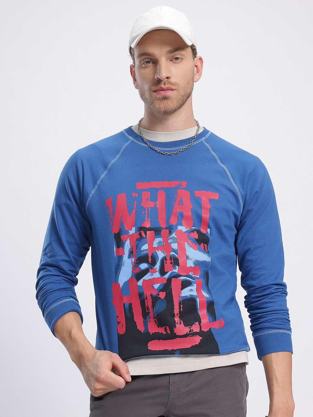 

glitchez Typography Hues Raglan Sleeve Sweatshirt, Blue
