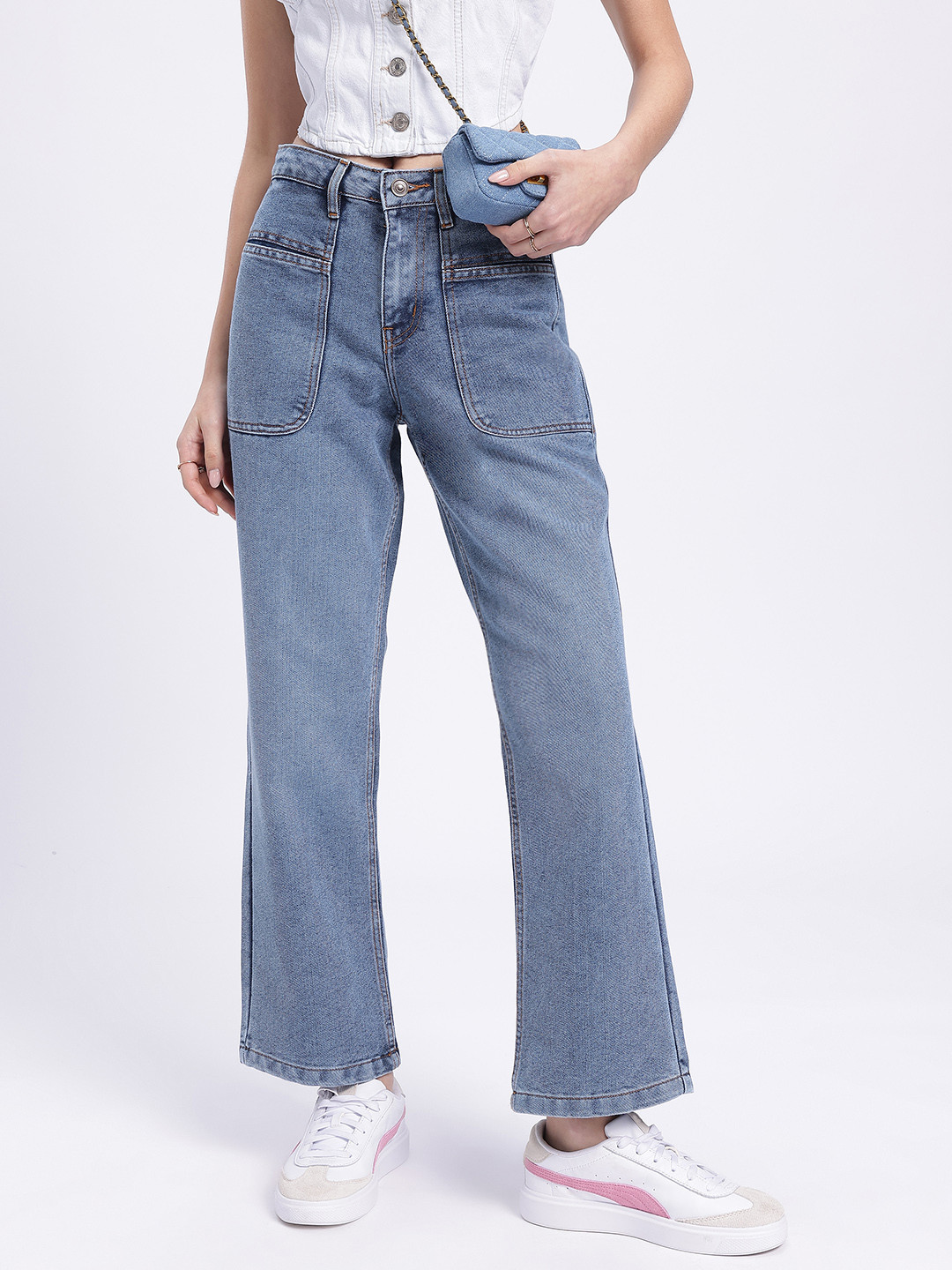 

glitchez Women Everyday Denim Straight Fit Jeans, Navy blue