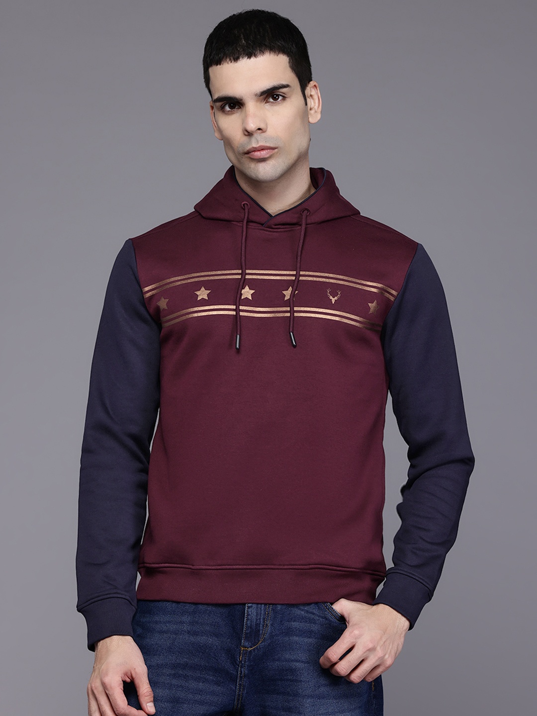 

Allen Solly Printed Hooded Sweatshirt, Burgundy