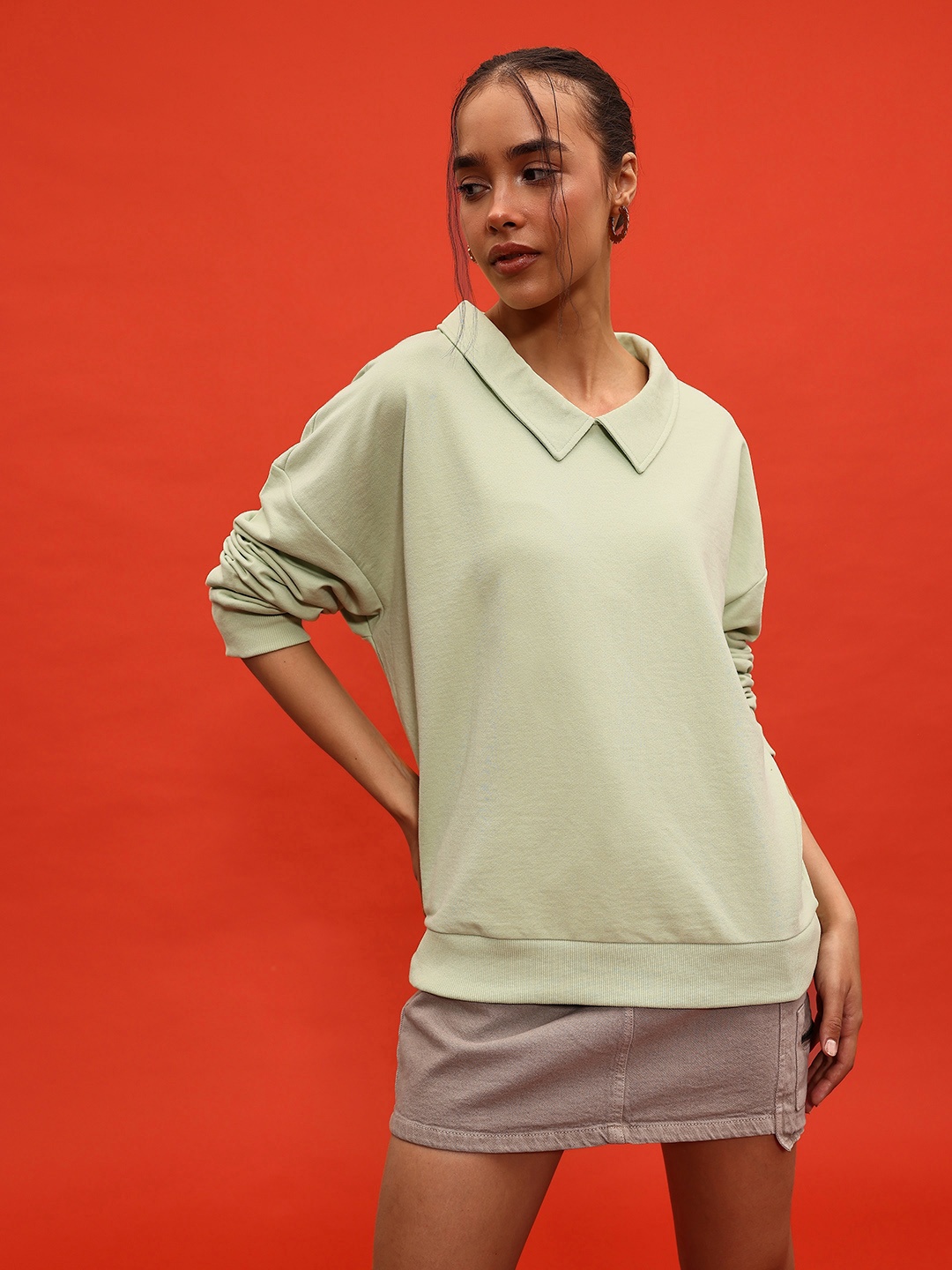 

glitchez Snug Life Terry Oversized Sweatshirt, Green