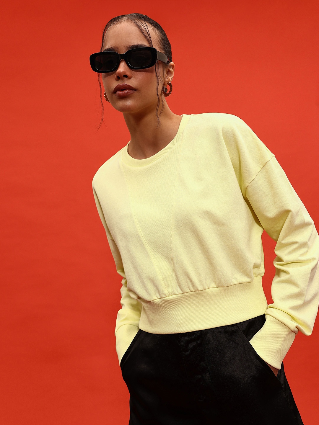 

glitchez Urban Comfort Terry Oversized Sweatshirt, Yellow