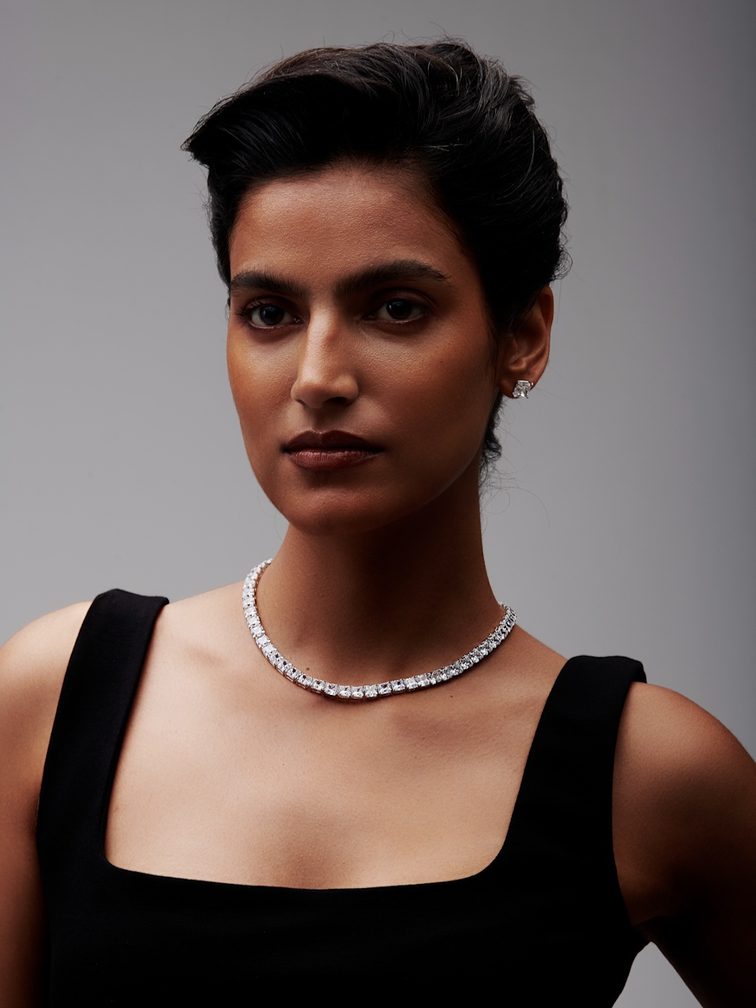 

MISS JO 925 Sterling Silver Rhodium-Plated Cubic Zirconia Necklace
