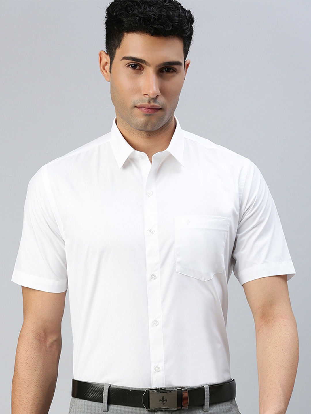 

Ramraj Men Classic Spread Collar Solid Cotton Formal Shirt, White