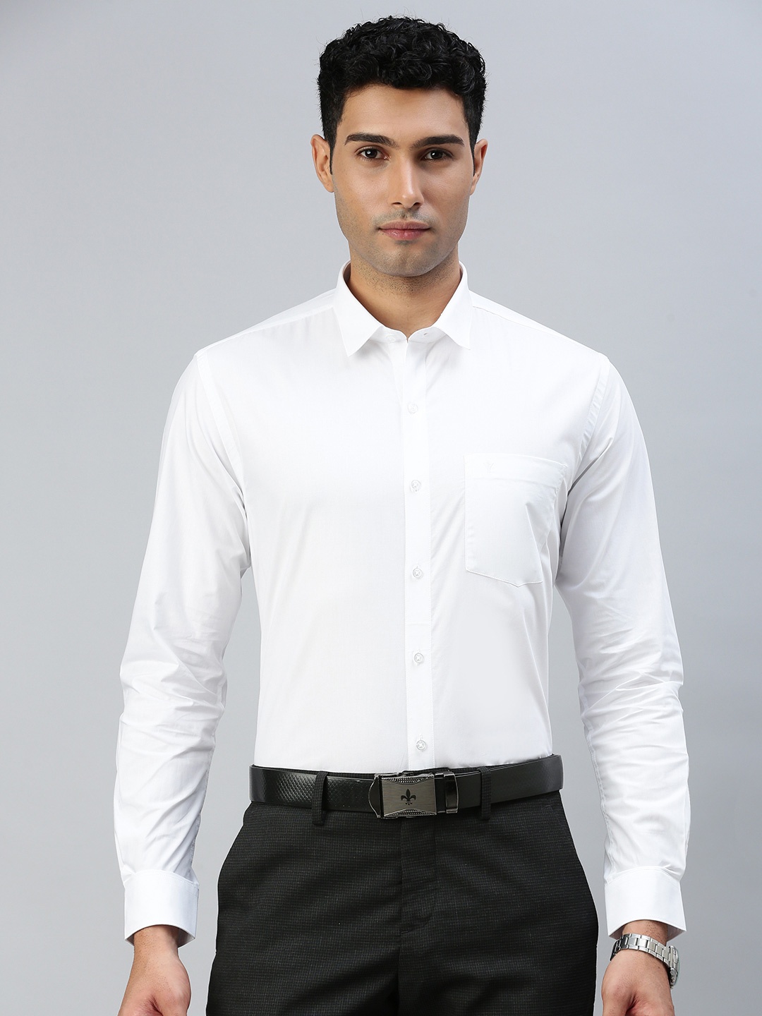 

Ramraj Men Classic Spread Collar Solid Cotton Formal Shirt, White