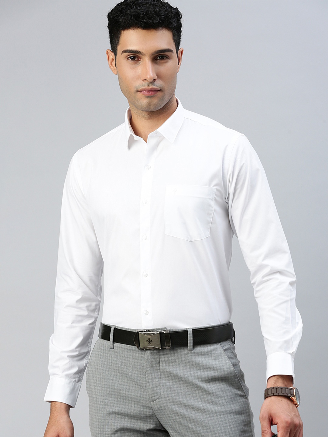 

Ramraj Men Classic Spread Collar Solid Cotton Formal Shirt, White