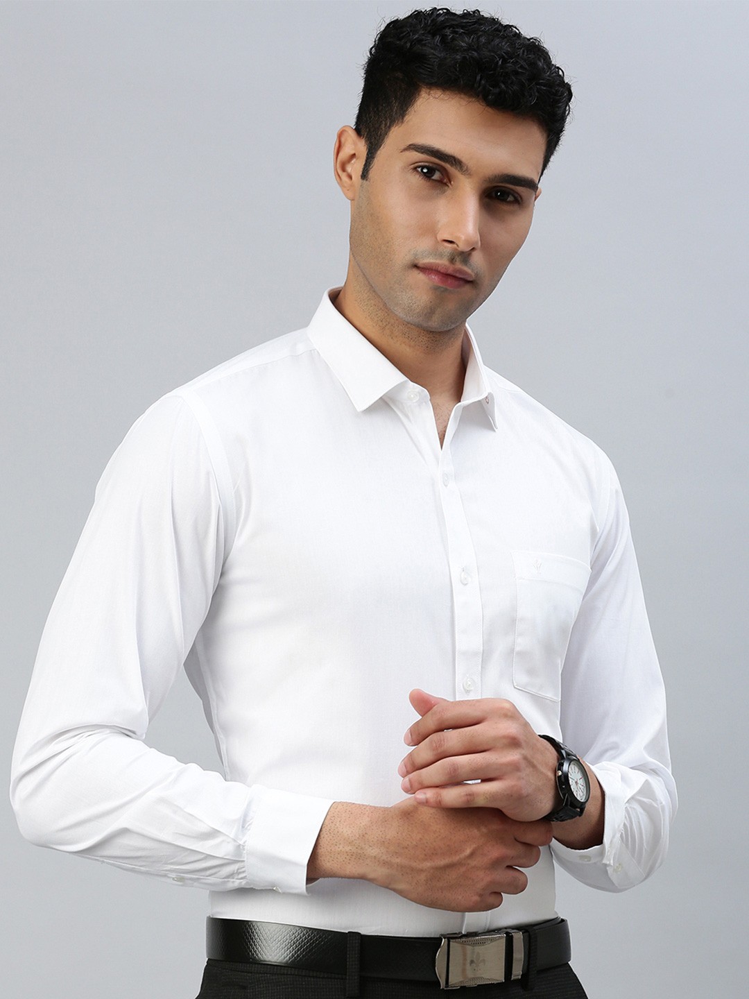 

Ramraj Men Classic Spread Collar Solid Cotton Formal Shirt, White