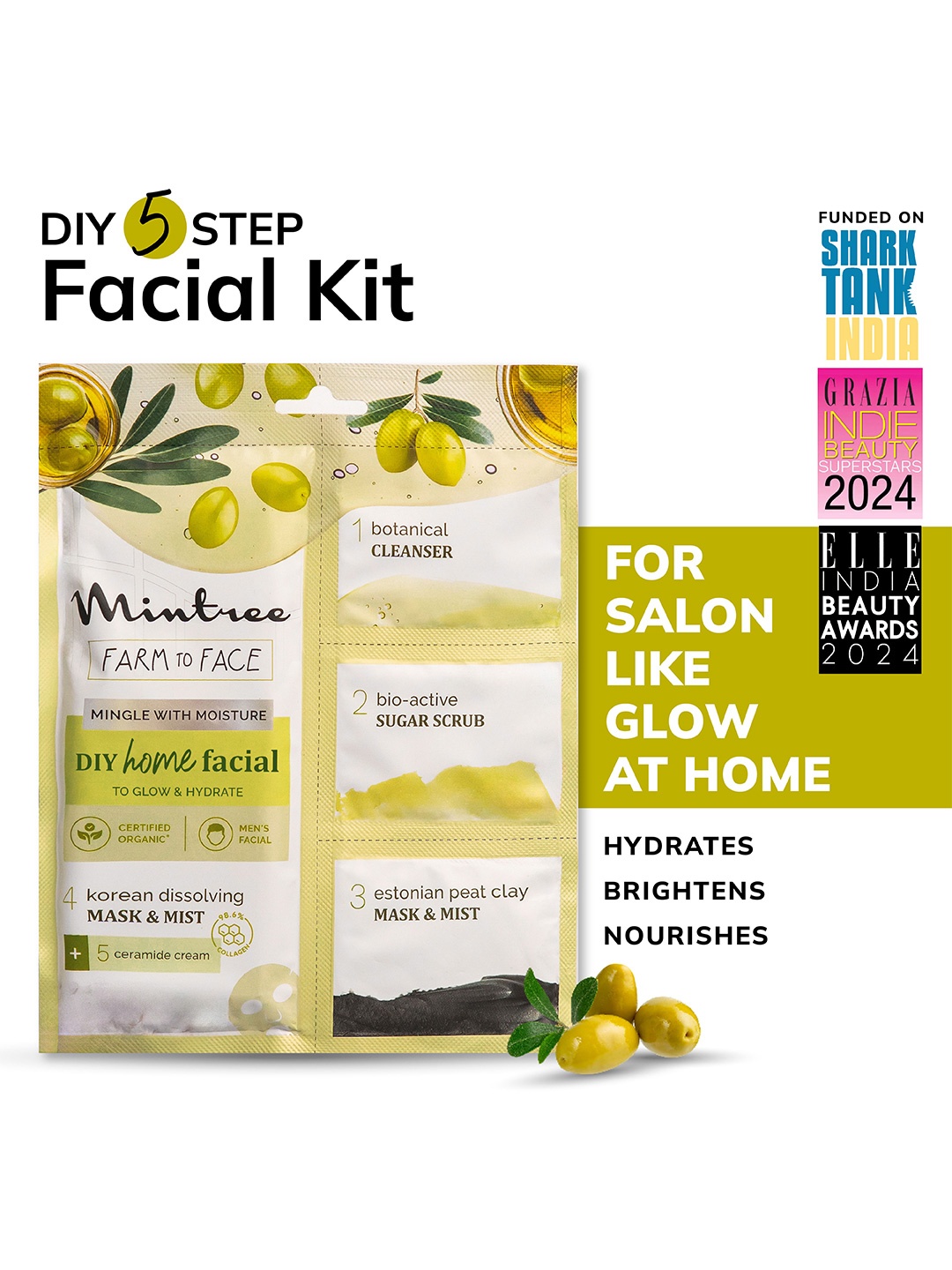 

Mintree 5 Step Organic Olive Glow Facial Kit - 45 g