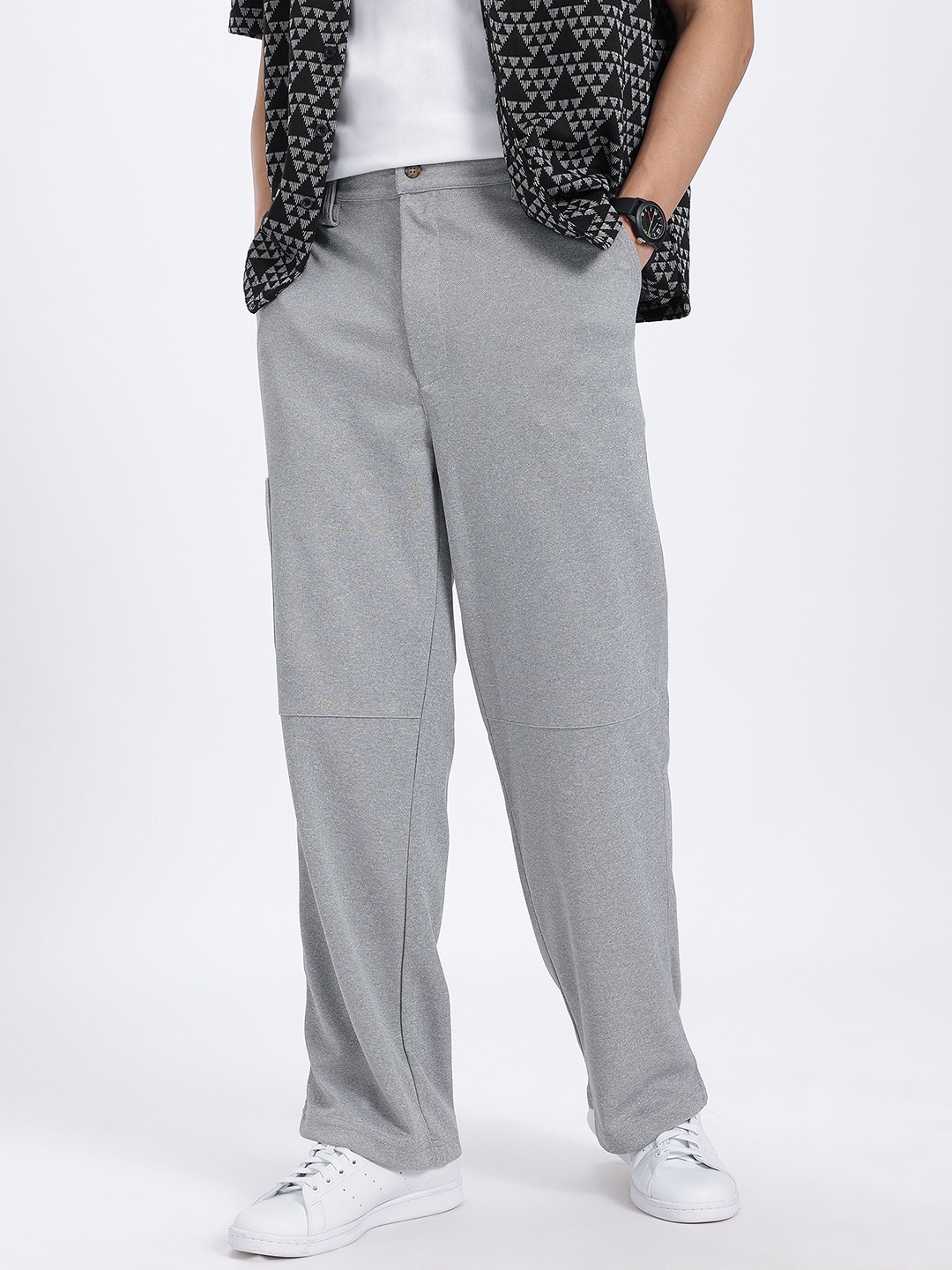 

glitchez Utility Core Textured Relaxed Fit Trousers, Grey