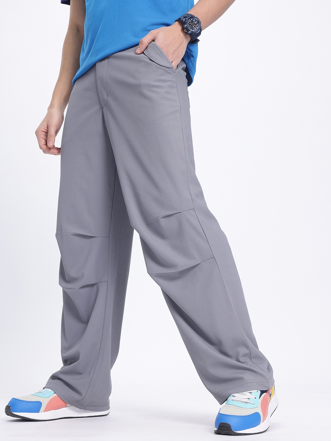 

glitchez Men Street Sway Relaxed Comfort Trousers, Grey