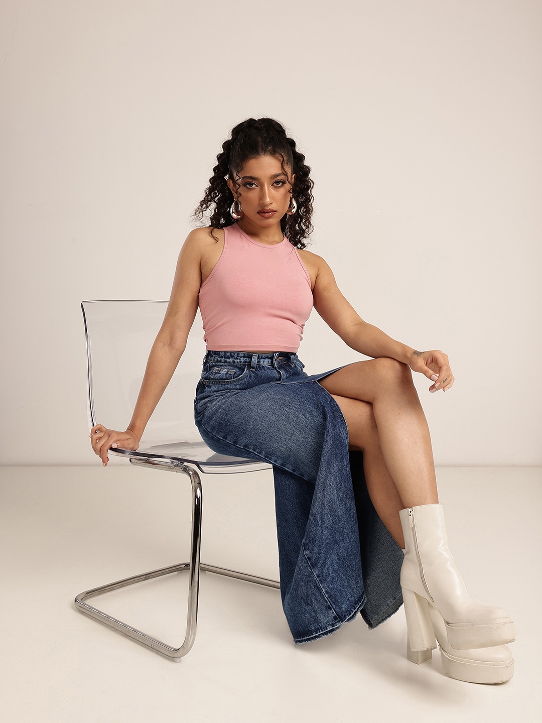 

glitchez Urban Swagger Tank Crop Top, Pink