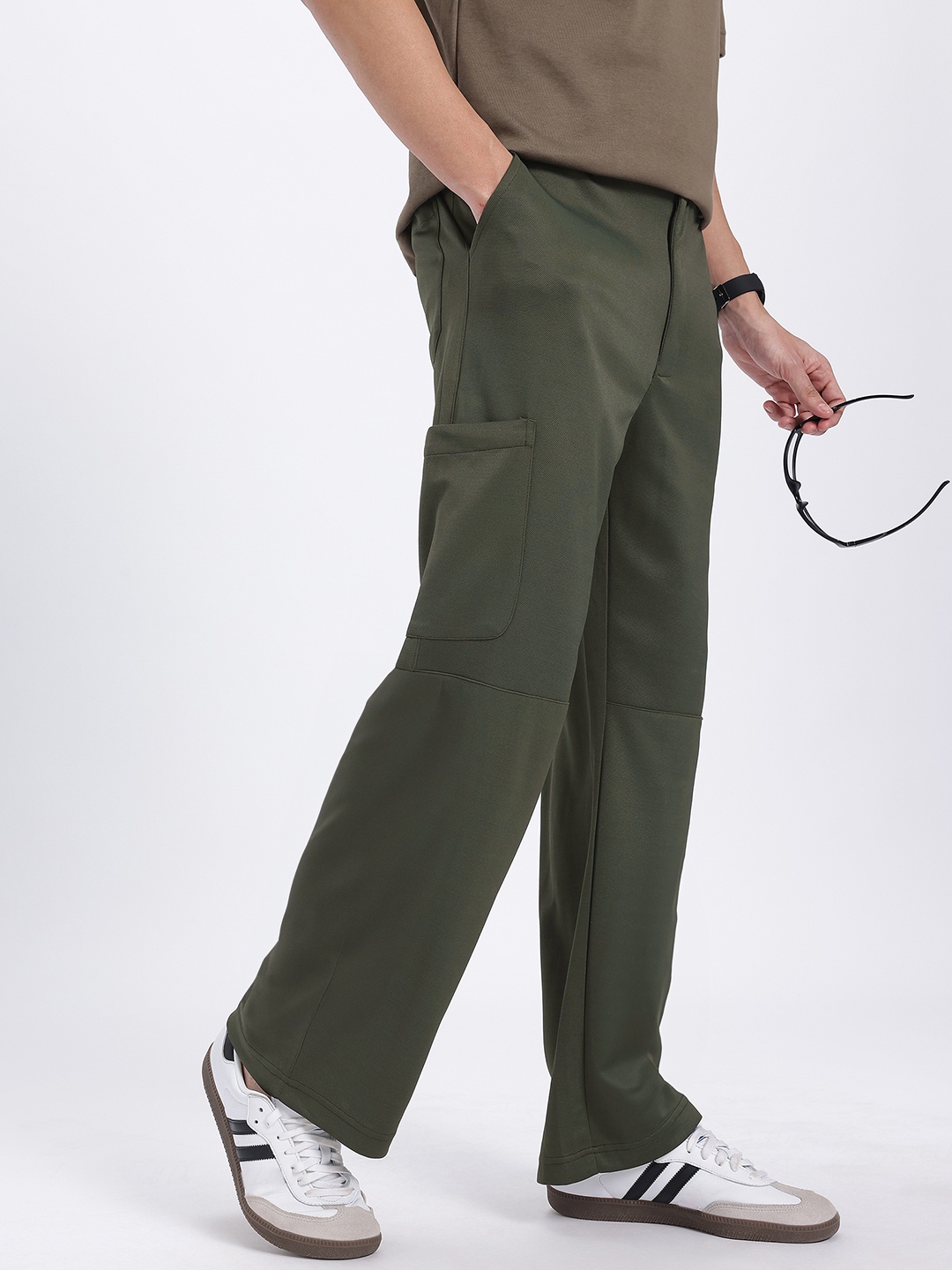 

glitchez Army Chic Relaxed Fit Trousers, Olive