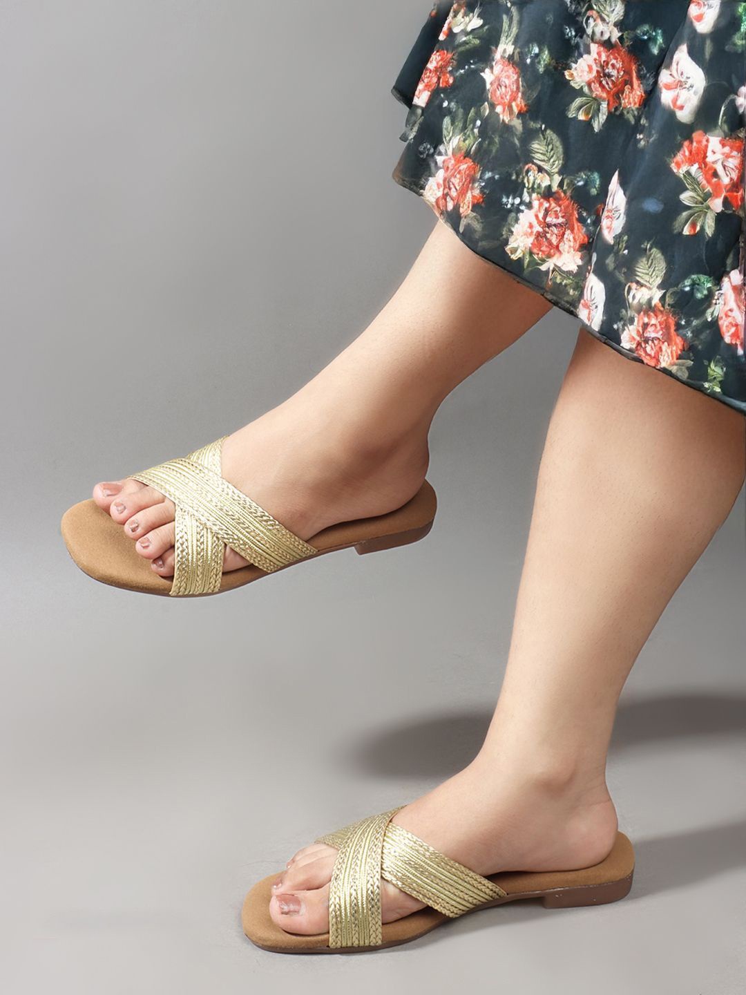 

Sole Saga Women Embellished Open Toe Flats, Gold