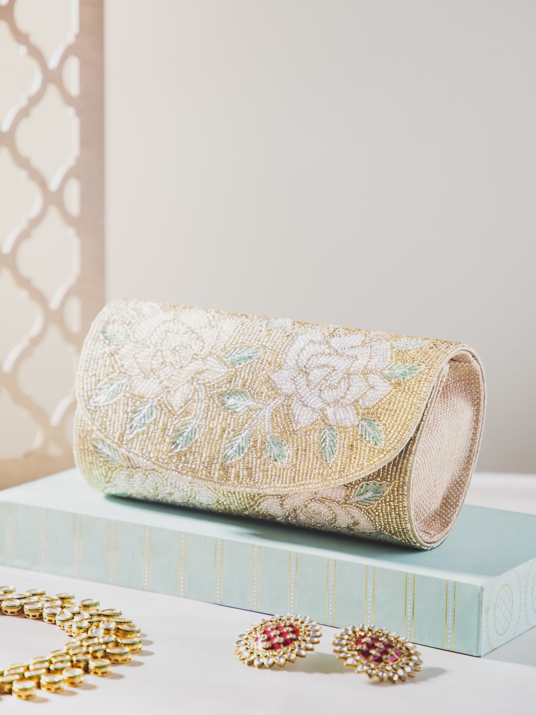 

AlorBags Embroidered Purse Clutch, Cream