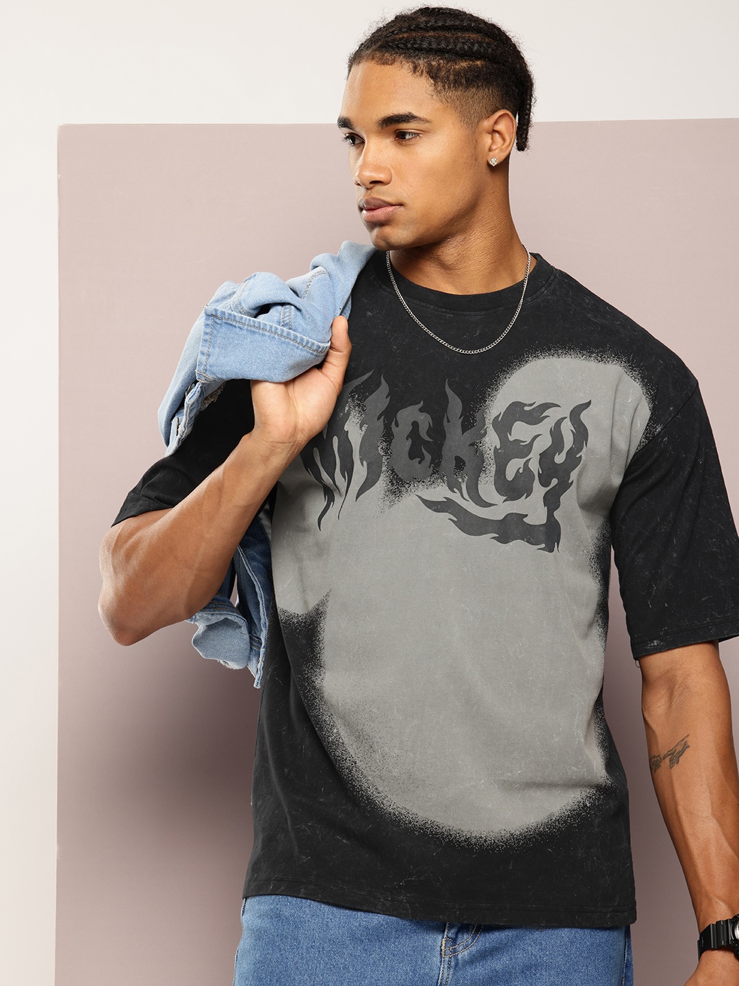 

Kook N Keech Disney Mickey Mouse Printed Oversized T-shirt, Black