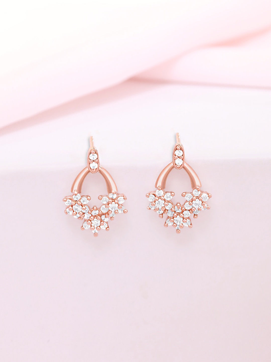 

Zavya 925 Pure Sterling Silver Rose Gold-Plated Cubic Zirconia Contemporary Studs
