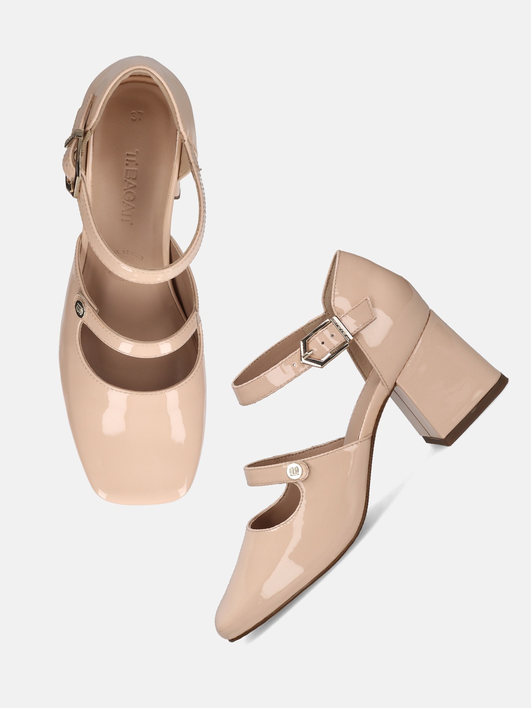

BAGATT Women Leather Block Sandals, Beige
