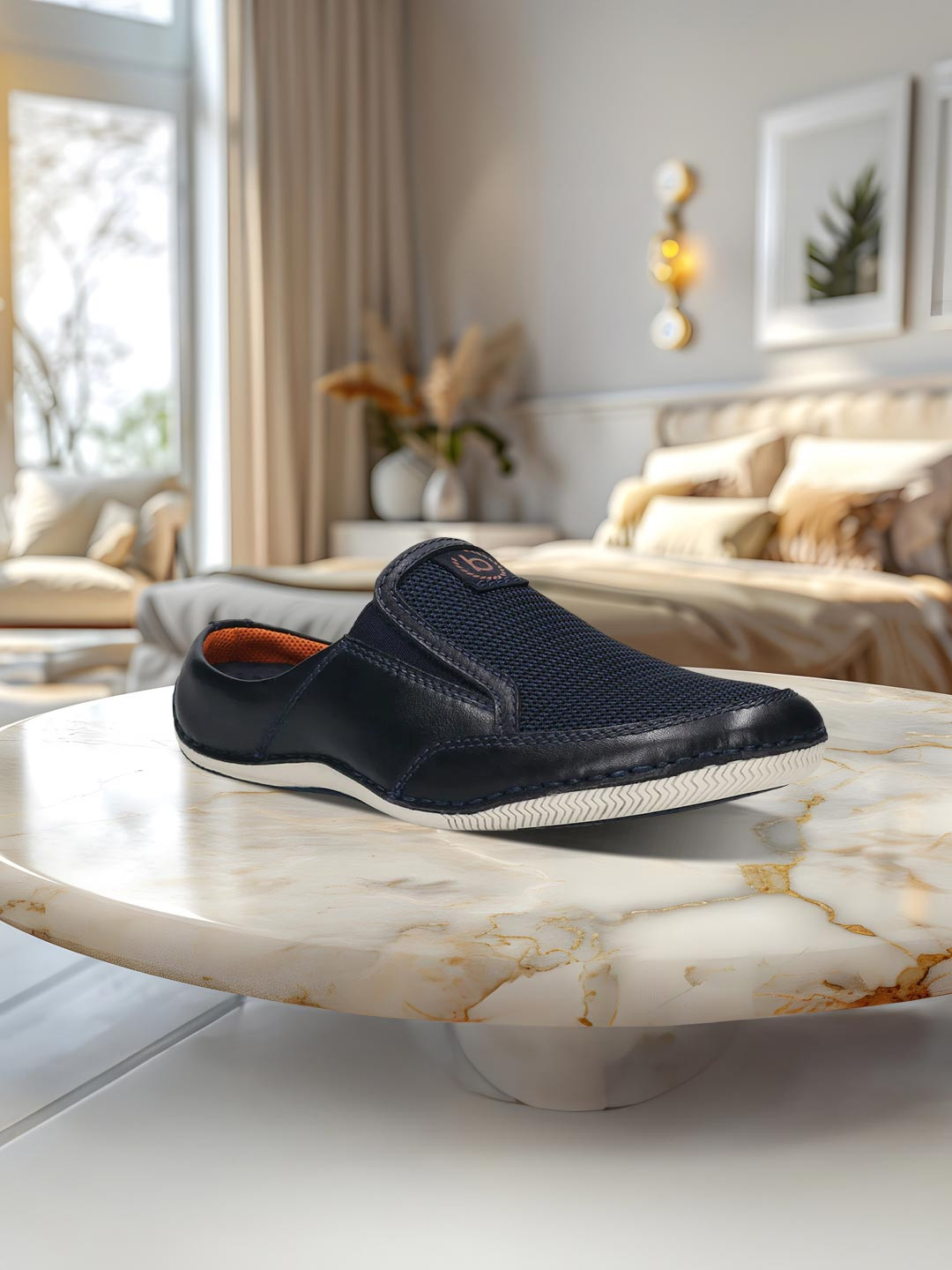 

Bugatti Men Leather Slip-On Contrast Sole Mules, Blue