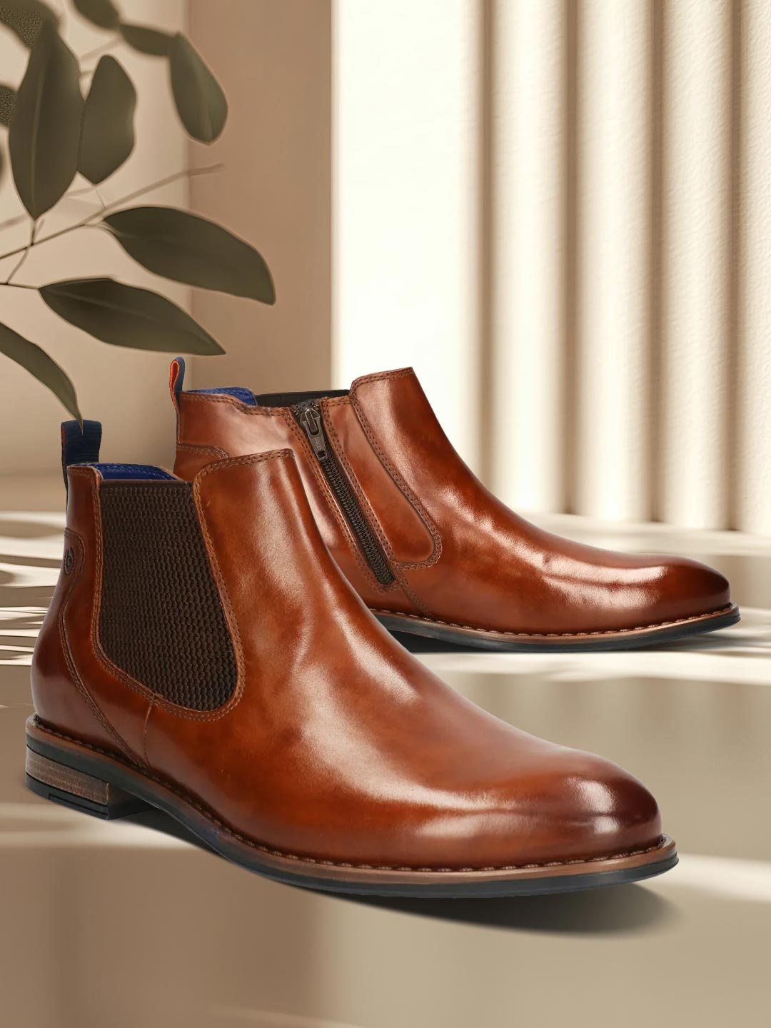 

Bugatti Men Platform Chelsea Round Toe Boots, Brown