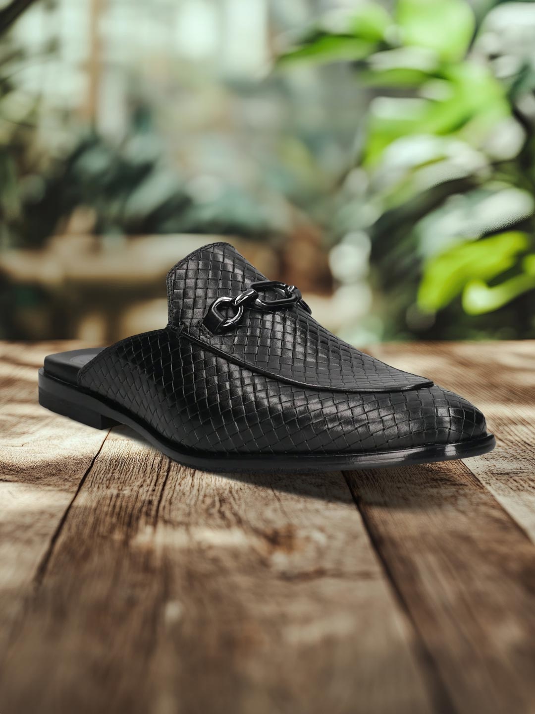 

Bugatti Men Textured Leather Mules, Black
