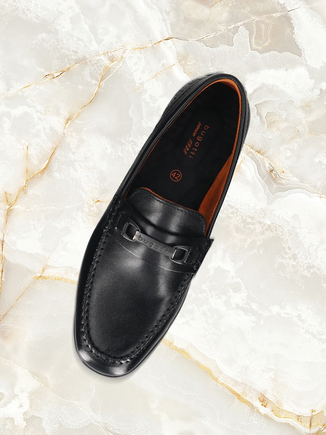 

Bugatti Men Round Toe Leather Driving Shoes, Black