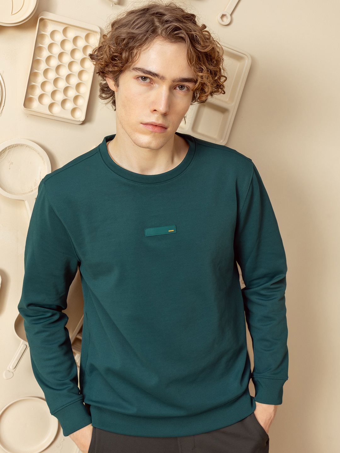 

DAMENSCH Men Round Neck Sweatshirt, Teal