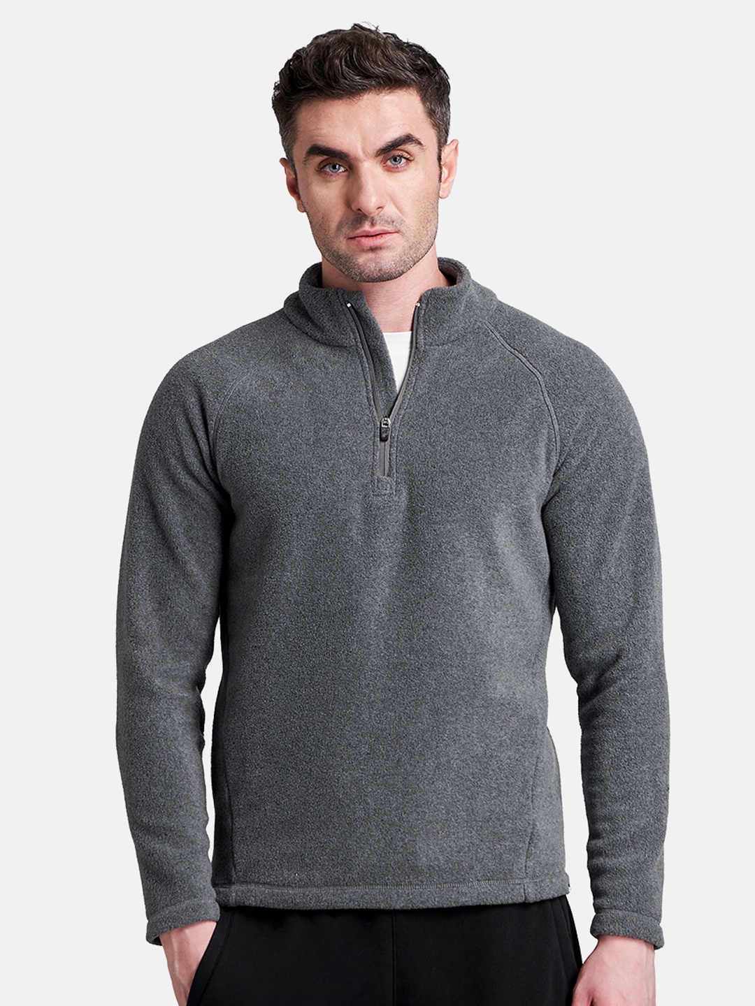 

BOLDFIT Men Half Zipper High Neck Fleece Sweatshirt, Grey
