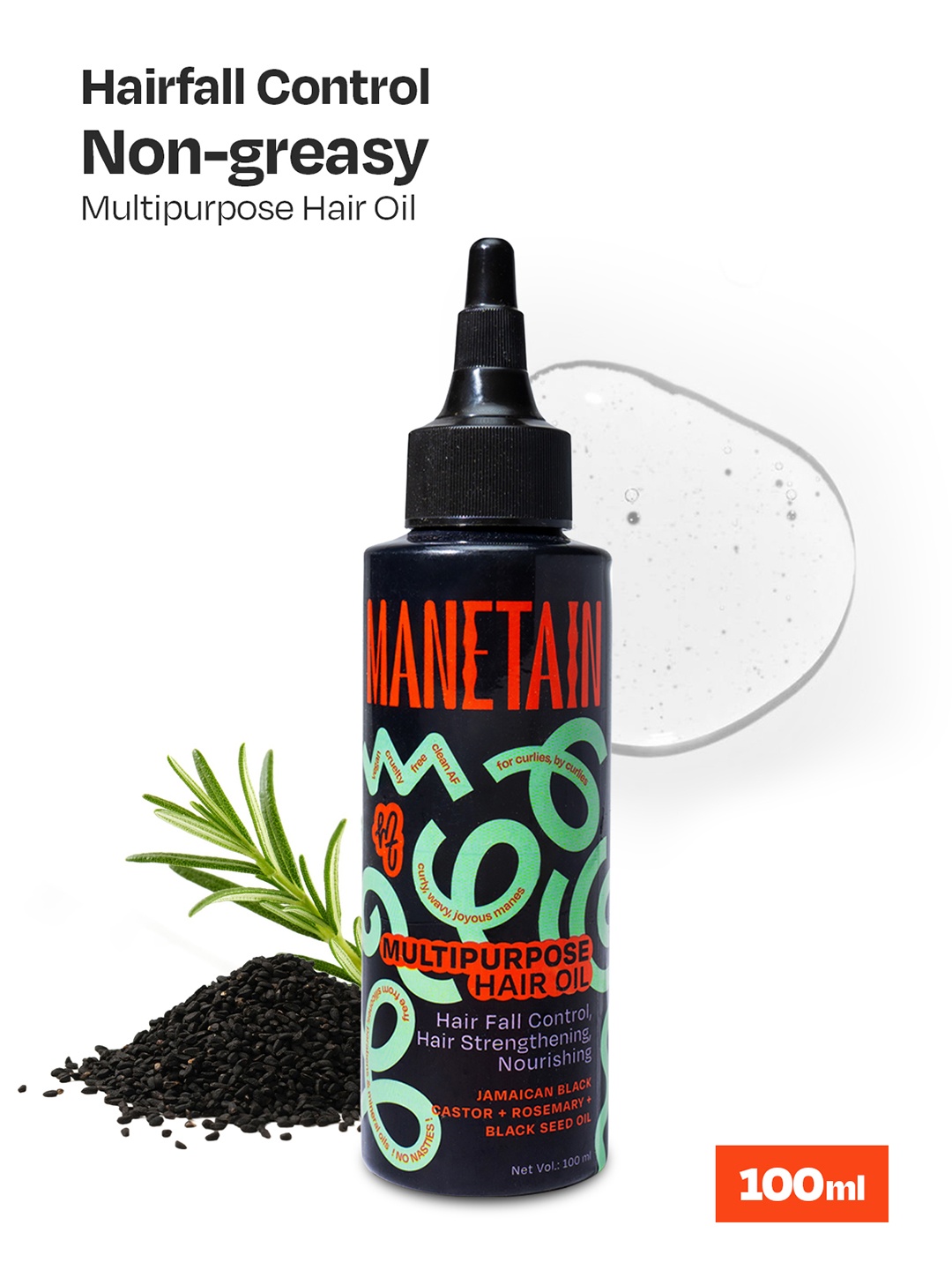 

MANETAIN Multipurpose Hair Oil with Castor & Black Seed Oil - 100 ml