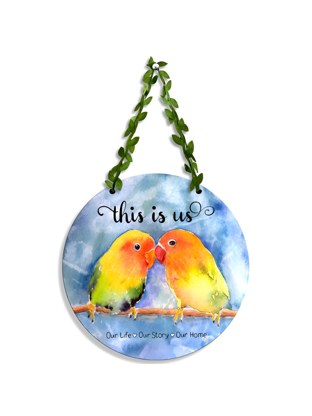 

SEHAZ ARTWORKS Blue & Red Printed Wooden Wall Hanging