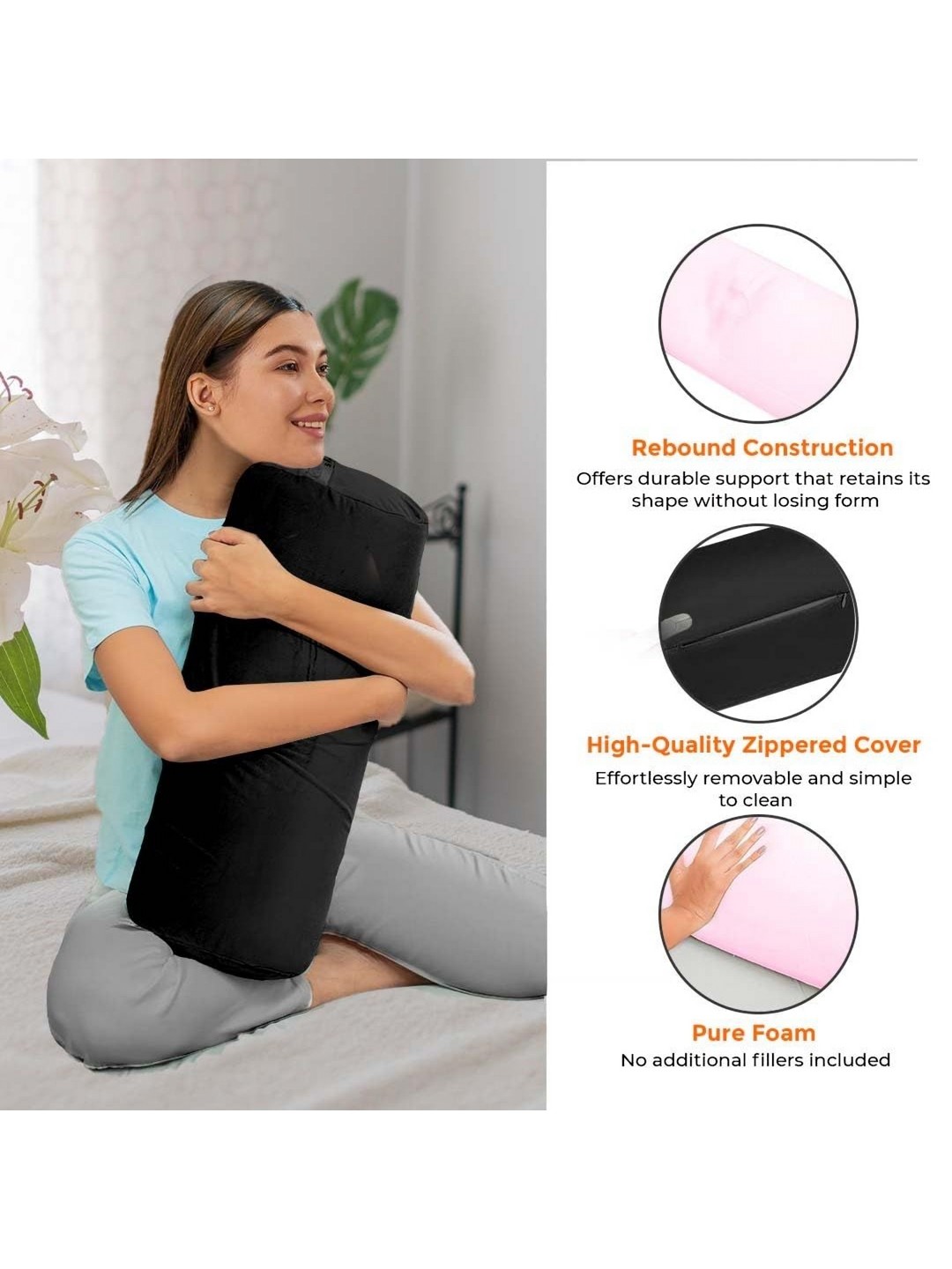 

Homerz Black Memory Foam Filled Faux Velvet Breathable Sleep Pillow