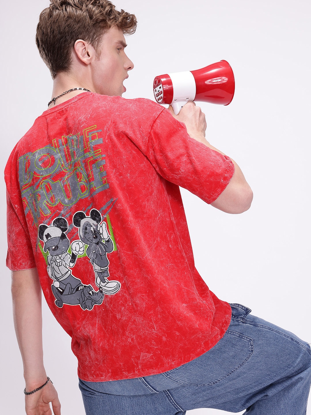

Kook N Keech Oversized Fit Disney Mickey & Minnie Graphic Printed Pure Cotton T-shirt, Red
