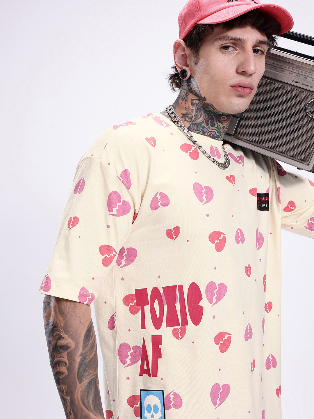 

Kook N Keech Conversational Printed Oversized Pure Cotton T-shirt, Cream