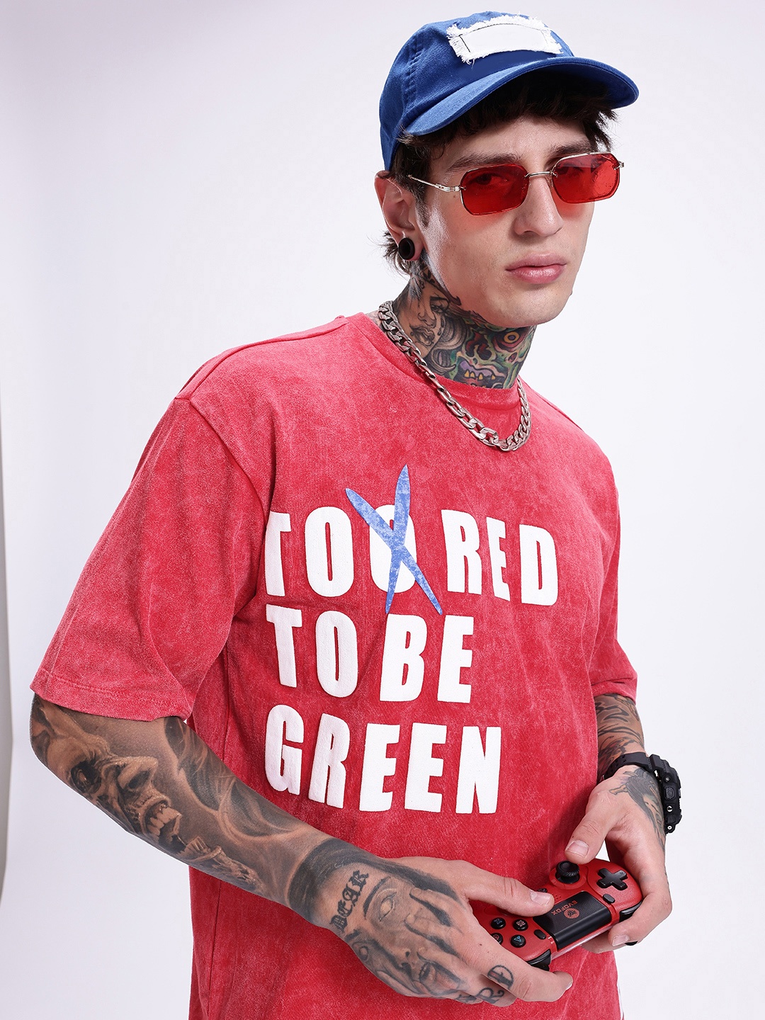 

Kook N Keech Typography Printed Oversized Pure Cotton T-shirt, Red