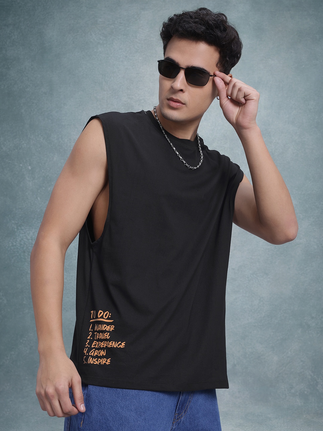 

The Roadster Life Co. Men Pure Cotton Relaxed Fit T-shirt, Black