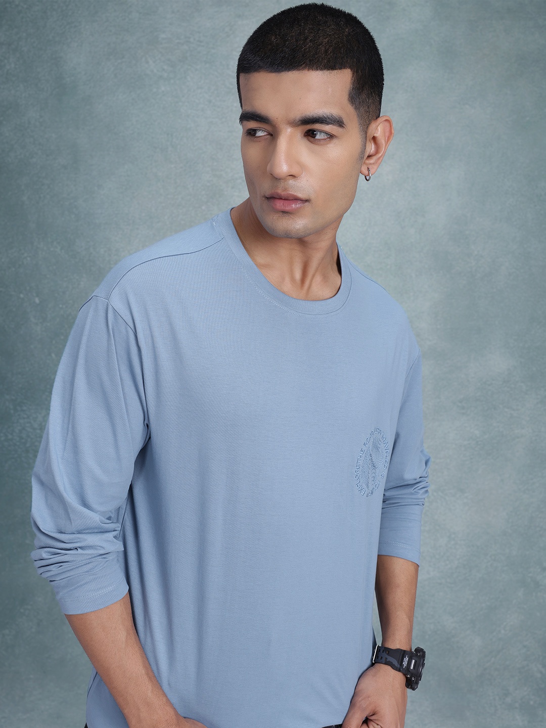 

The Roadster Life Co. Relaxed Fit Pure Cotton T-shirt, Blue