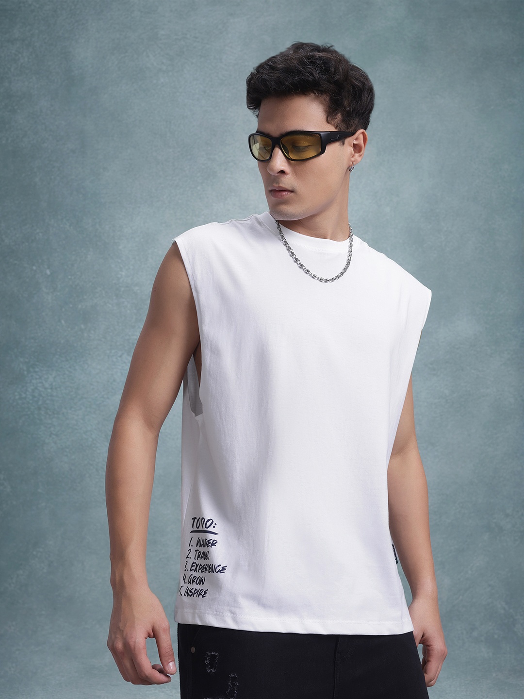 

The Roadster Life Co. Men Pure Cotton Relaxed Fit T-shirt, White