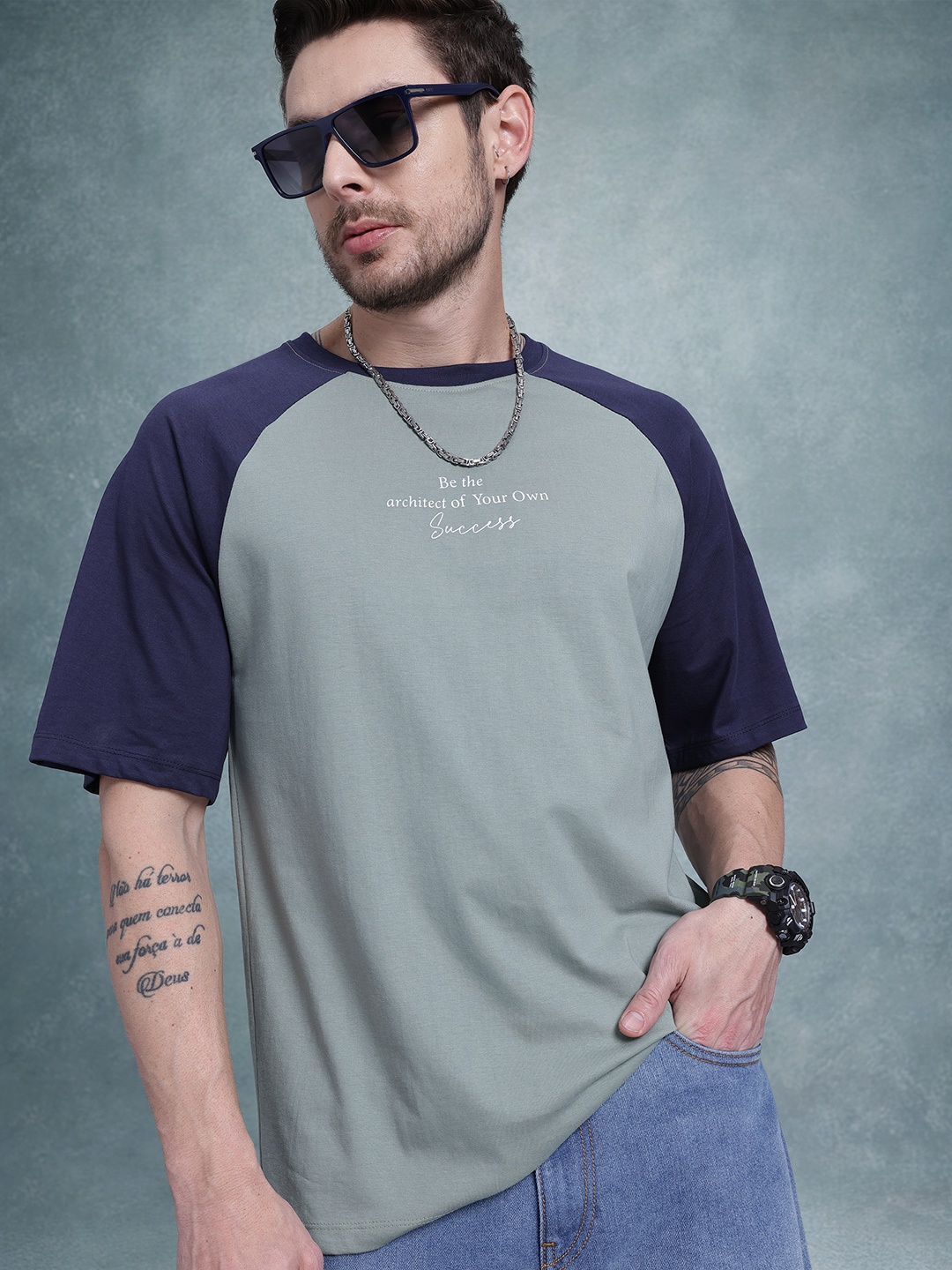 

The Roadster Life Co. Contrast Sleeve Relaxed T-shirt, Green